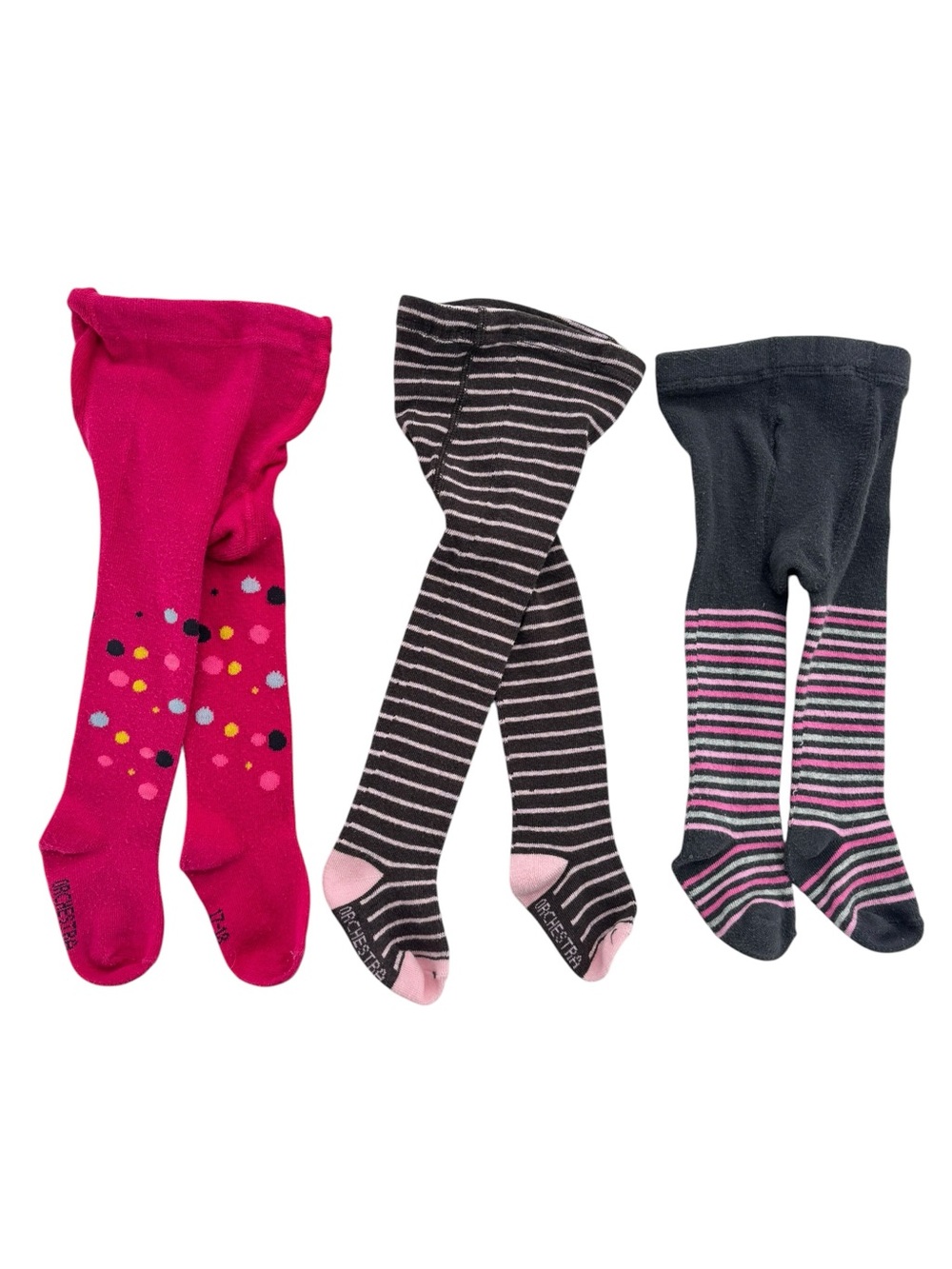 Lot of 3 Baby Girls Tights 0-6M Orchestra | Gemo Soft Cotton Blend